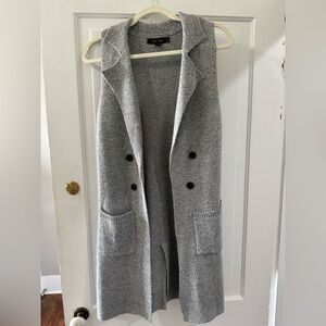 Gray Sleeveless Knit Cardigan Vest